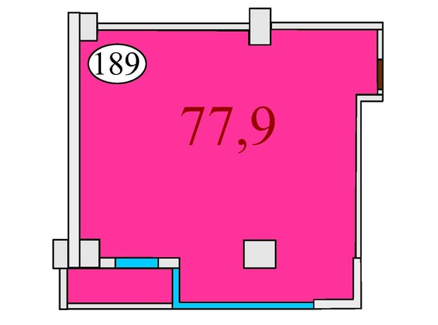 ЖК Баку: планировка 2-комнатной квартиры 77.9 м²