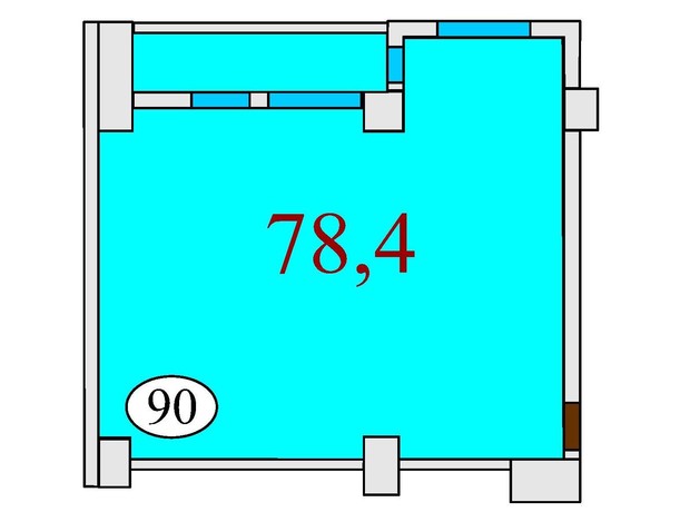 ЖК Баку: планировка 2-комнатной квартиры 78.4 м²