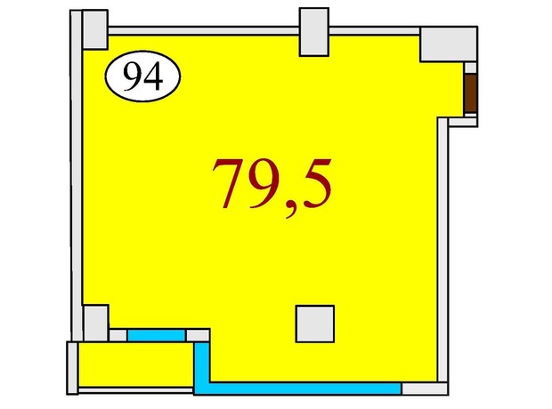 ЖК Баку: планування 2-кімнатної квартири 79.5 м²