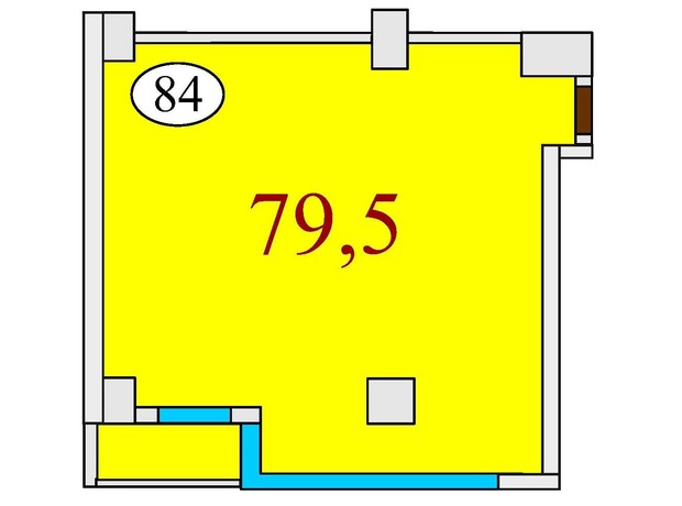 ЖК Баку: планування 2-кімнатної квартири 79.5 м²