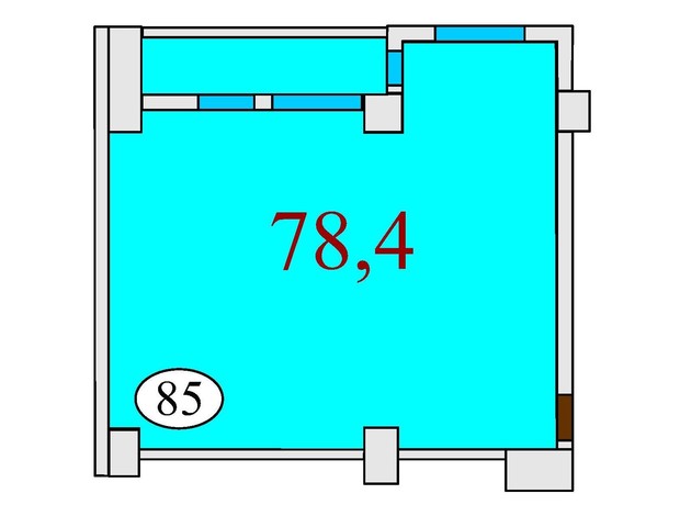 ЖК Баку: планировка 2-комнатной квартиры 78.4 м²