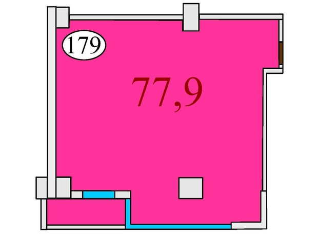 ЖК Баку: планування 2-кімнатної квартири 77.9 м²