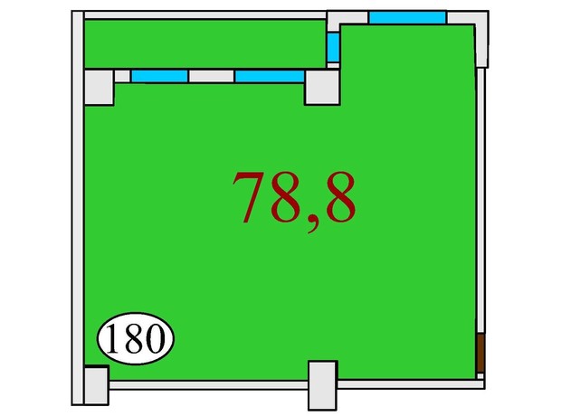 ЖК Баку: планування 2-кімнатної квартири 78.8 м²