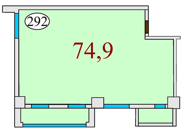 ЖК Баку: планування 2-кімнатної квартири 74.9 м²