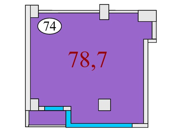 ЖК Баку: планировка 2-комнатной квартиры 78.7 м²