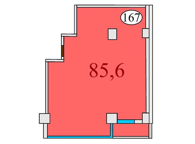 ЖК Баку: планировка 2-комнатной квартиры 85.6 м²