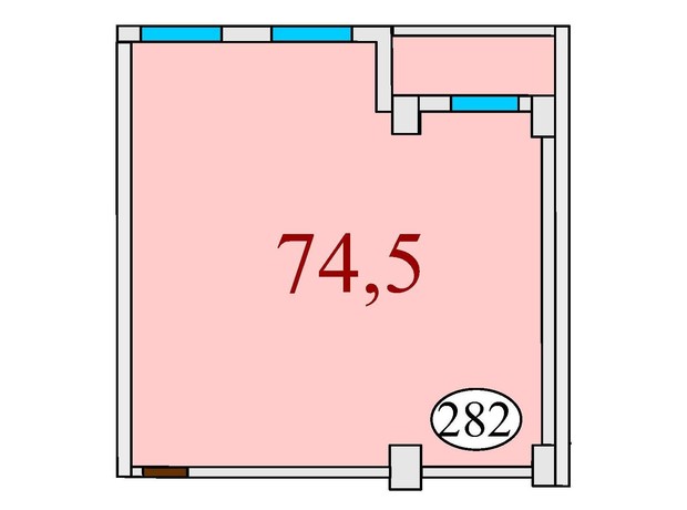 ЖК Баку: планировка 2-комнатной квартиры 74.5 м²