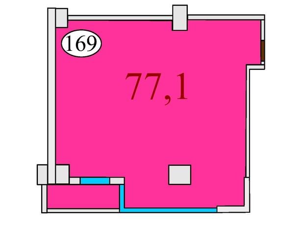 ЖК Баку: планування 2-кімнатної квартири 77.1 м²