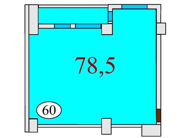 ЖК Баку: планировка 2-комнатной квартиры 78.5 м²