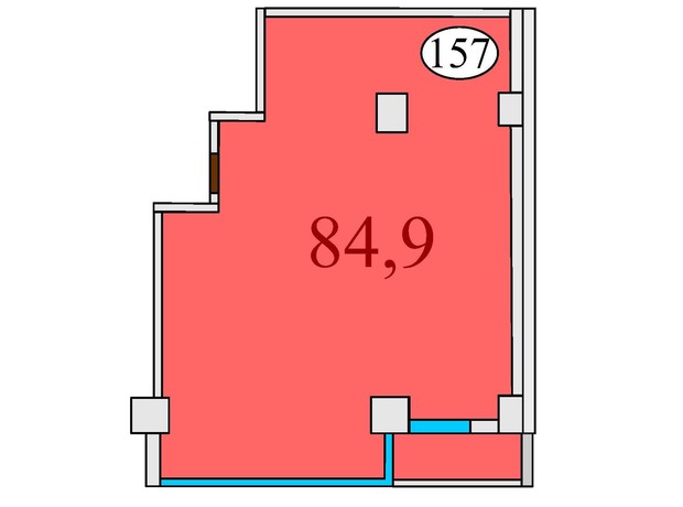 ЖК Баку: планировка 2-комнатной квартиры 84.9 м²