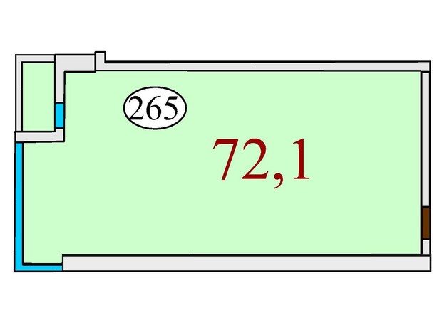 ЖК Баку: планування 2-кімнатної квартири 72.1 м²