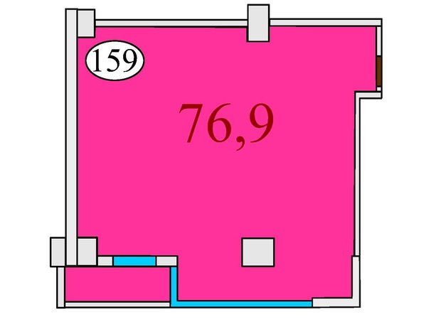 ЖК Баку: планування 2-кімнатної квартири 76.9 м²