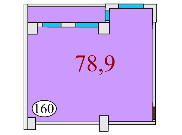 ЖК Баку: планування 2-кімнатної квартири 78.9 м²