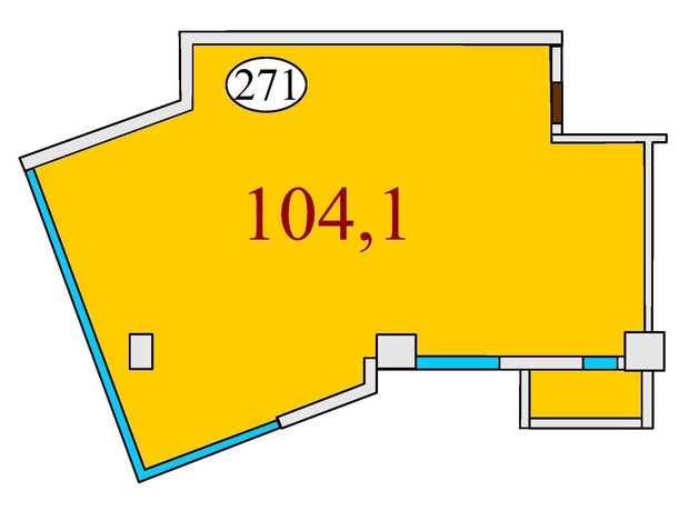 ЖК Баку: планування 3-кімнатної квартири 104.1 м²