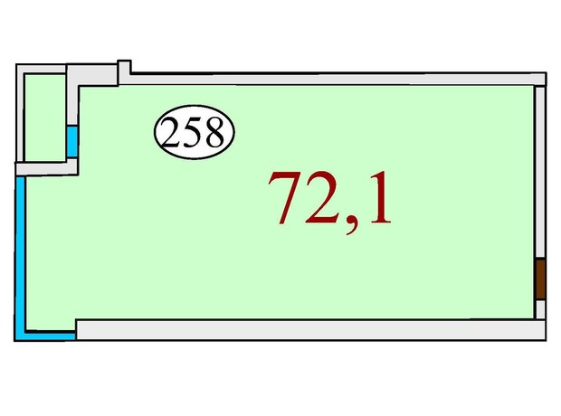 ЖК Баку: планування 2-кімнатної квартири 72.1 м²