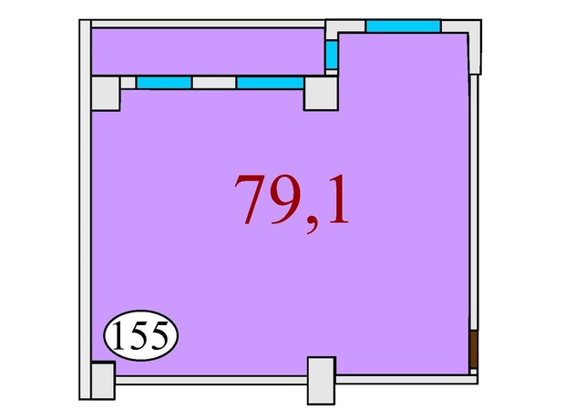 ЖК Баку: планування 2-кімнатної квартири 79.1 м²
