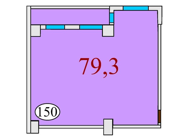 ЖК Баку: планировка 2-комнатной квартиры 79.3 м²