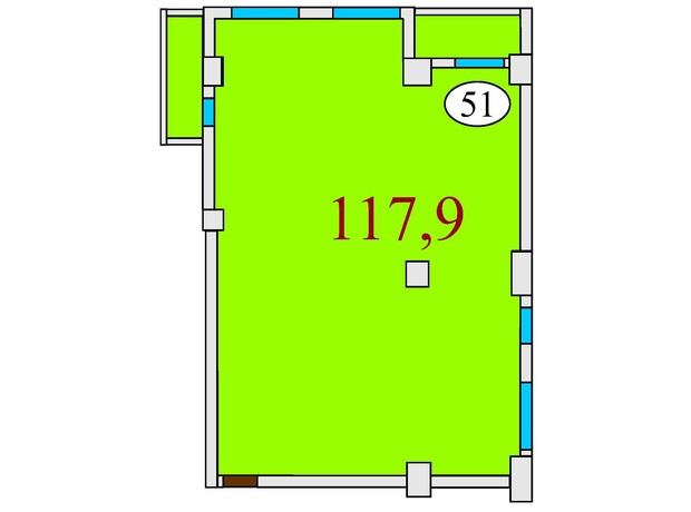 ЖК Баку: планировка 3-комнатной квартиры 117.9 м²