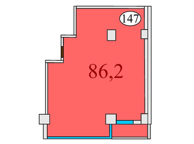 ЖК Баку: планування 2-кімнатної квартири 86.2 м²