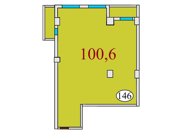 ЖК Баку: планировка 3-комнатной квартиры 100.6 м²