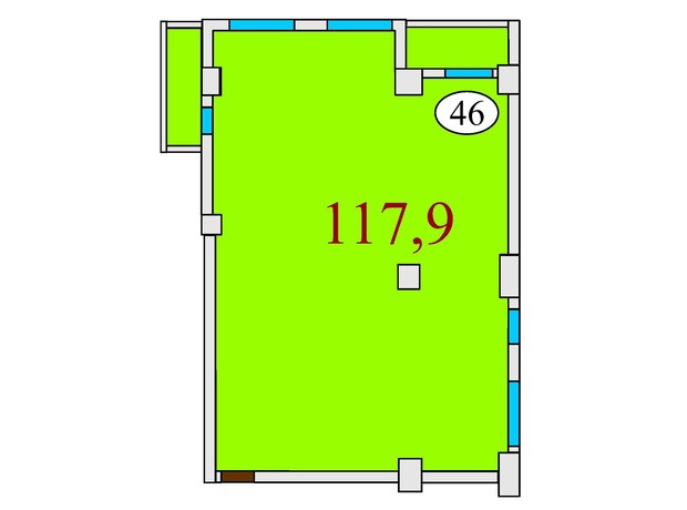 ЖК Баку: планировка 3-комнатной квартиры 117.9 м²