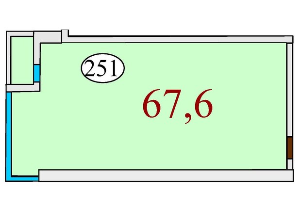 ЖК Баку: планировка 2-комнатной квартиры 67.6 м²