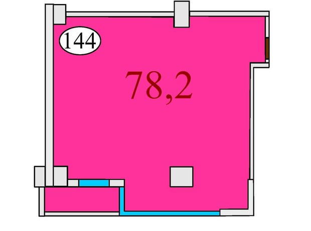 ЖК Баку: планування 2-кімнатної квартири 78.2 м²