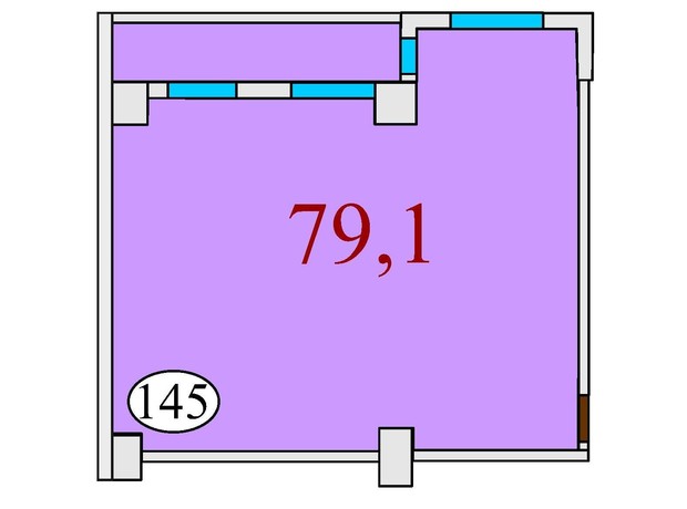 ЖК Баку: планування 2-кімнатної квартири 79.1 м²