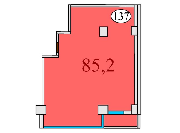 ЖК Баку: планировка 2-комнатной квартиры 85.2 м²