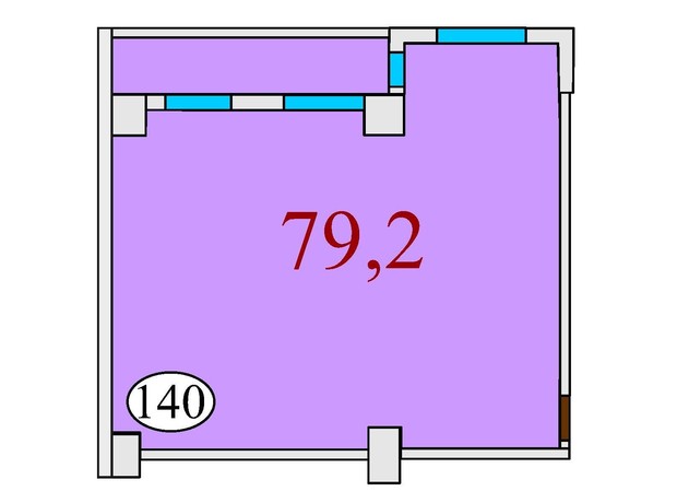 ЖК Баку: планировка 2-комнатной квартиры 79.2 м²