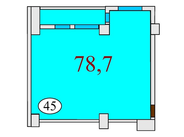 ЖК Баку: планування 2-кімнатної квартири 78.7 м²