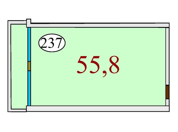 ЖК Баку: планировка 1-комнатной квартиры 55.8 м²