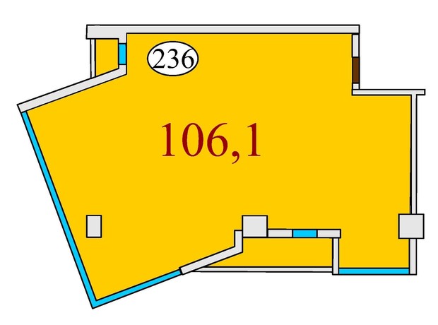 ЖК Баку: планування 3-кімнатної квартири 106.1 м²