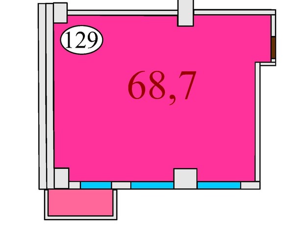 ЖК Баку: планировка 2-комнатной квартиры 68.7 м²