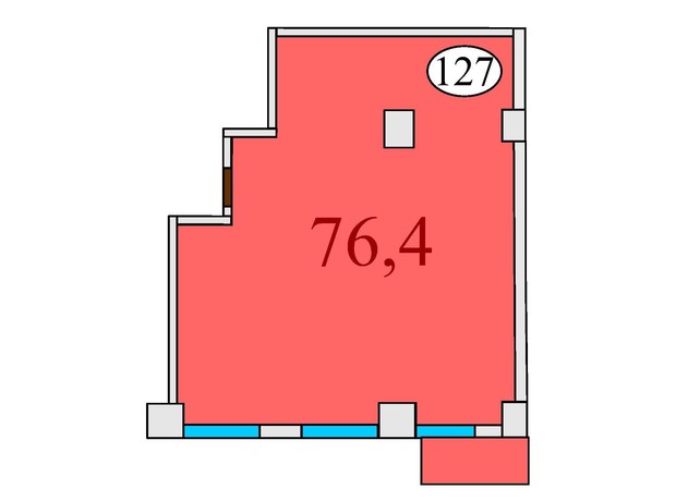 ЖК Баку: планування 2-кімнатної квартири 76.4 м²