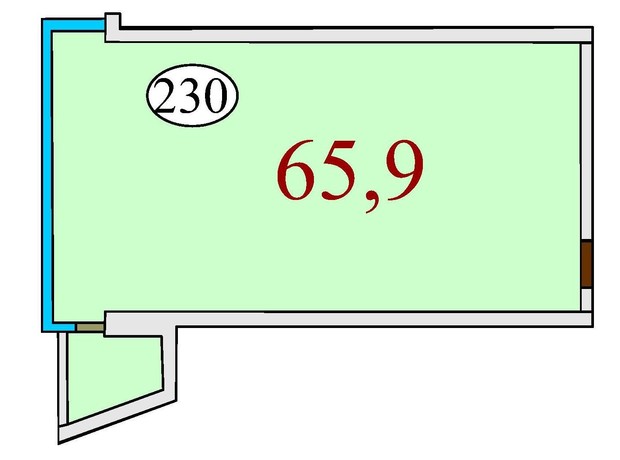 ЖК Баку: планировка 2-комнатной квартиры 65.9 м²