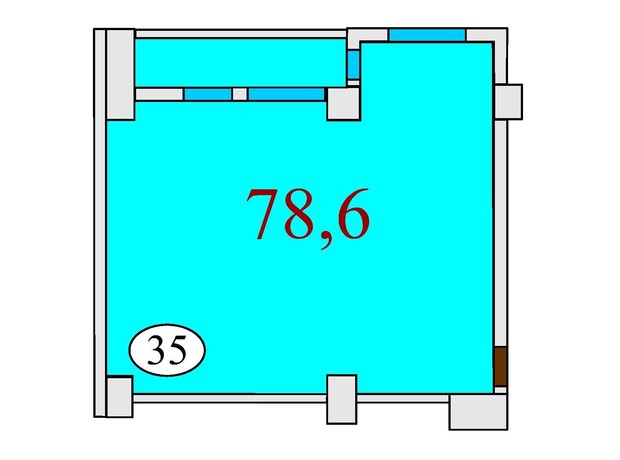 ЖК Баку: планування 2-кімнатної квартири 78.6 м²
