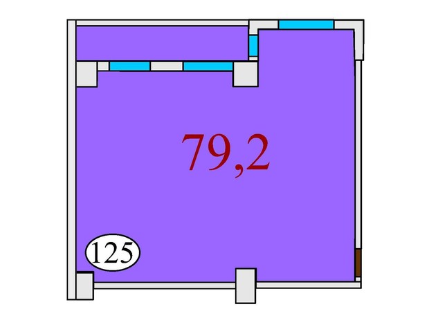 ЖК Баку: планування 2-кімнатної квартири 79.2 м²