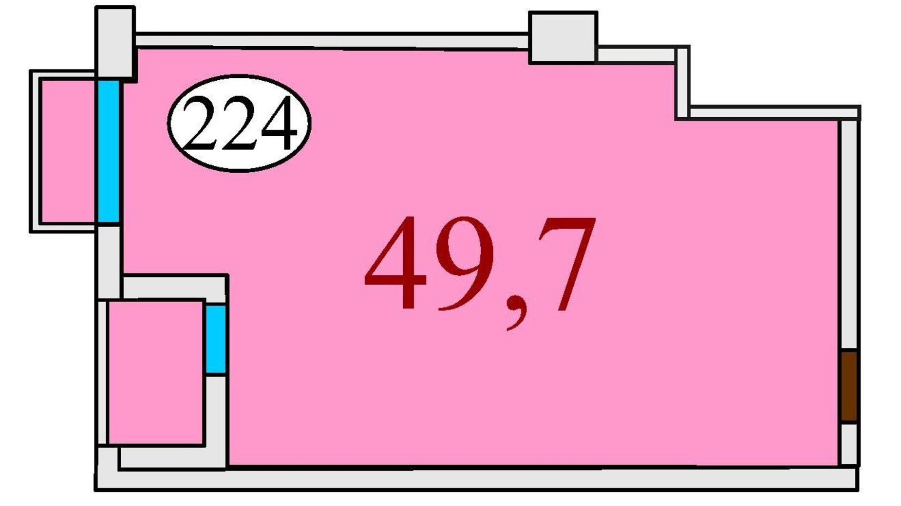 Планування 1-кімнатної квартири в ЖК Баку 49.7 м², фото 625188