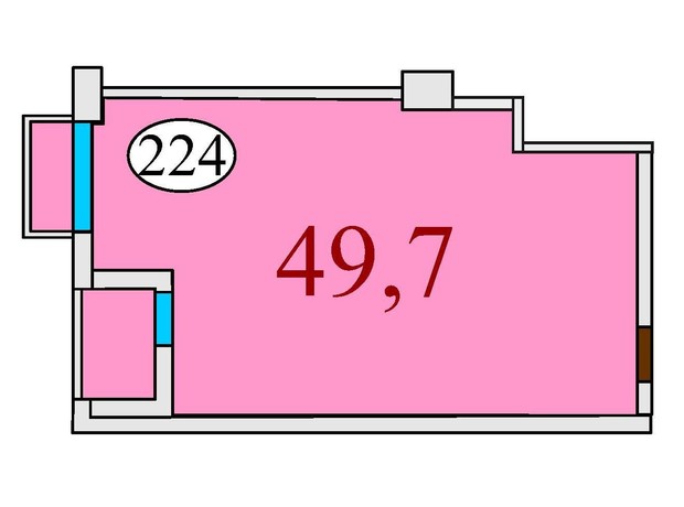 ЖК Баку: планировка 1-комнатной квартиры 49.7 м²