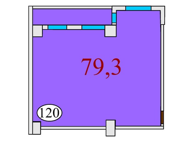 ЖК Баку: планування 2-кімнатної квартири 79.3 м²