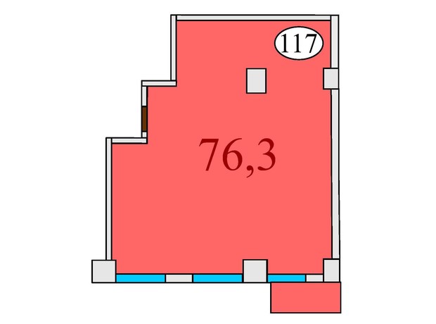 ЖК Баку: планировка 2-комнатной квартиры 76.3 м²