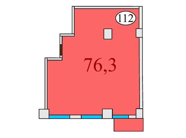 ЖК Баку: планування 2-кімнатної квартири 76.3 м²