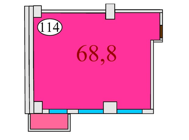 ЖК Баку: планировка 2-комнатной квартиры 68.8 м²