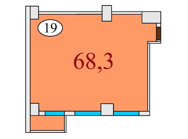 ЖК Баку: планування 2-кімнатної квартири 68.3 м²