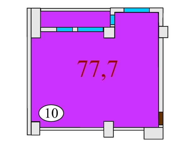 ЖК Баку: планировка 2-комнатной квартиры 77.7 м²