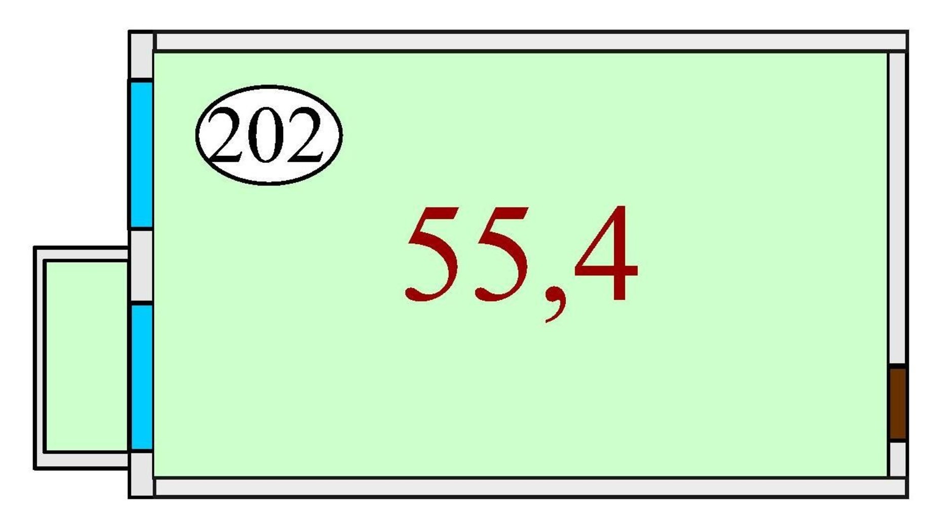 Планування 1-кімнатної квартири в ЖК Баку 55.4 м², фото 625218