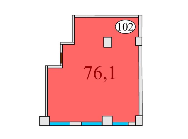 ЖК Баку: планировка 2-комнатной квартиры 76.1 м²