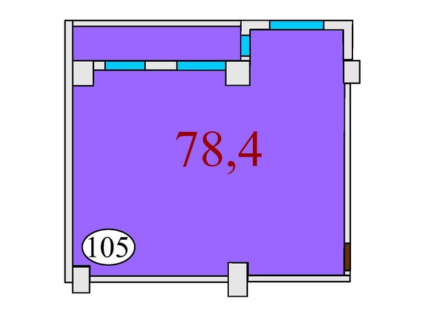 ЖК Баку: планування 2-кімнатної квартири 78.4 м²