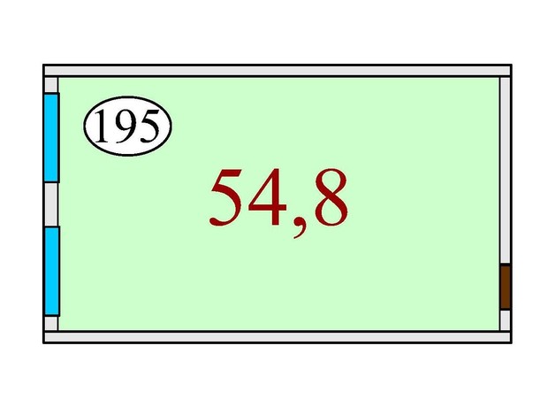 ЖК Баку: планування 1-кімнатної квартири 54.8 м²